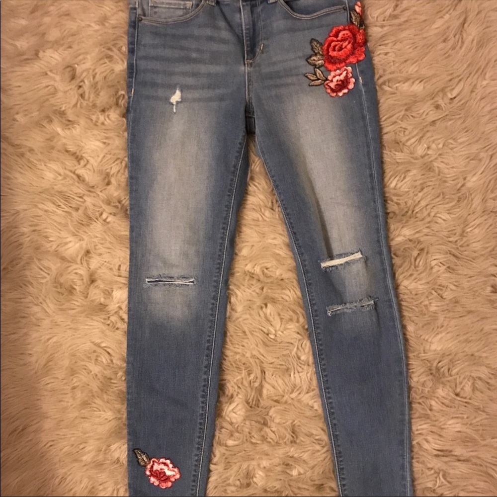 FLORAL denim skinny jeans